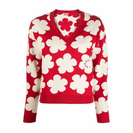 Kenzo, V-neck Knitwear Rood, Dames, Maat:S