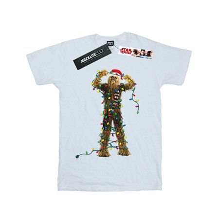 Star Wars Boys Chewbacca Julbelysning T-shirt 7-8 år Vit