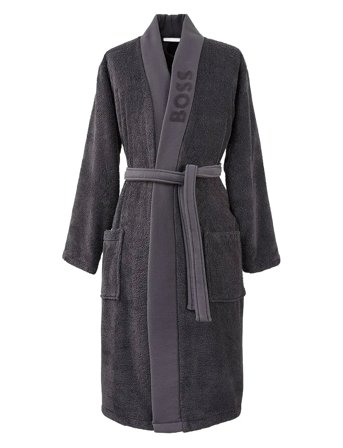 Plain Bath Robe Morgenkåbe Grey Boss Home