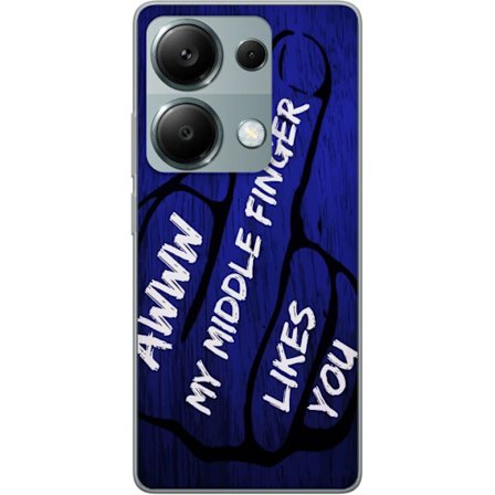 Yhteensopiva Puhelinkuori Xiaomi Redmi Note 13 Pro 4G Tumman typografinen illustraatio sydänmuodolla ja viesti ystävyydestä syvää sinistä puupintaa va