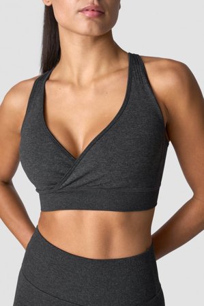 Soft Seamless Adjustable Sports Bra Graphite Melange