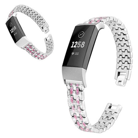 Fitbit Charge 3 strass décor klockarmband - silver / Rose