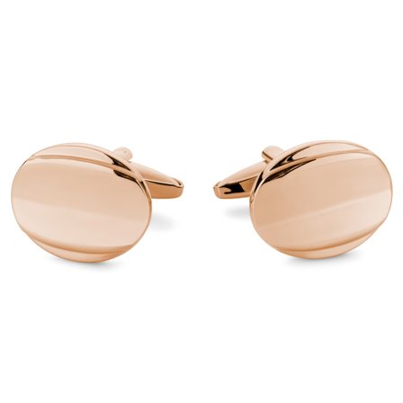 Boutons de manchette ovales courbés ton or rose pour hommes
