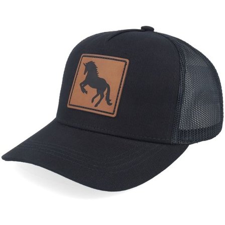 Kiddo Cap - Svart trucker Keps - Kids Unicorn Engraved Box Patch Black Trucker @ Hatstore