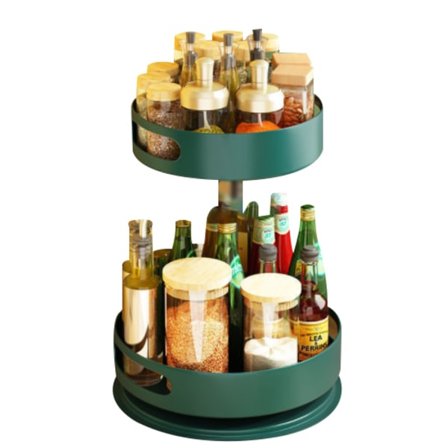 2-vånings rund metall skivspelare Roterbar kryddhylla