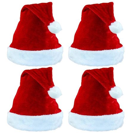 4 stk. Julemandshatte til voksne Julehat Vinterplyshat Unisex Komfort Julehatte Kostumetilbehør