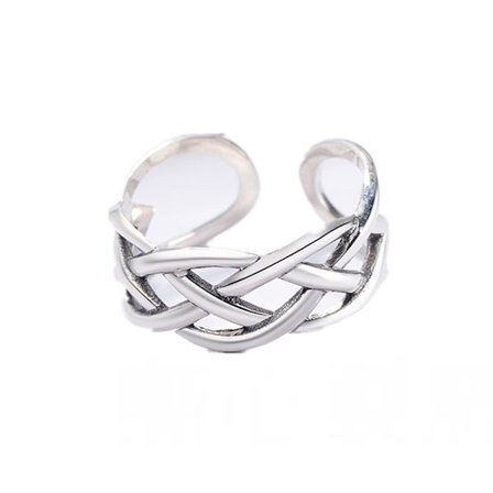 925 Sterling Silver Justerbar Ring Flätad Vintage Antik Ring