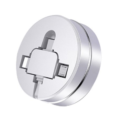 Multi Laddningskabel, 3 i 1 Infällbar USB-kabel med Mobiltelefonstativ Datakabel Snabbladdningskabel IP, Micro USB, Typ-C Laddningskabel