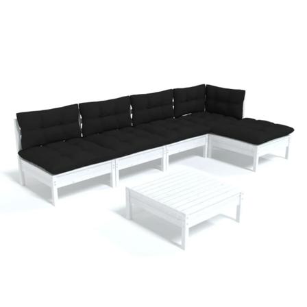 Vidaxl Loungegrupp Med Dynor 6 Delar Vit Massiv Furu Vit