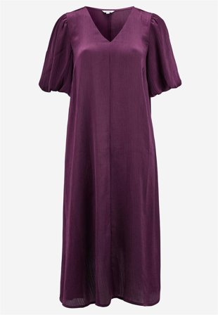 Cellbes of Sweden - Kjole med pufærmer i mørklilla til damer i størrelse 34/36