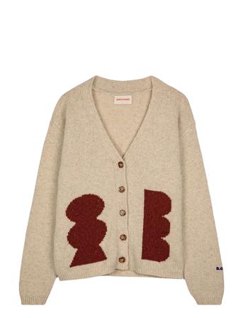 Geometric Shapes Long Cardigan Strikkegenser Cardigan Beige Bobo Choses*Betinget Tilbud