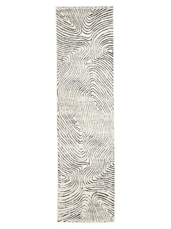 Chaima Cream White/Black Runner Rug Small Oeko-Tex
