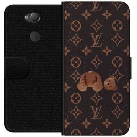 Yhteensopiva Lompakkokotelo Sony Sony Xperia XA2 Ylellinen monogrammikuvio rikkinäisellä nalletaustalla pimeässä muotiestetiikassa
