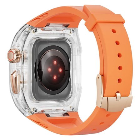 Apple Watch Series 9 8 7 41mm / Series 6 5 4 SE 40mm Flexibelt klockarmband med stötsäkert fodral - Orange + Transparent