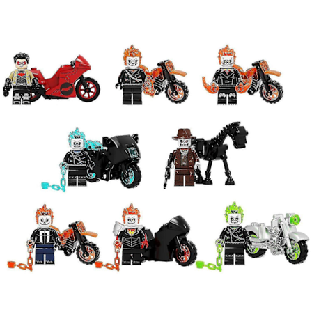8-pakks Ghost Rider Byggeklosser Lekesett for Barn og Voksne - Julegave eller Hjemkomstgave
