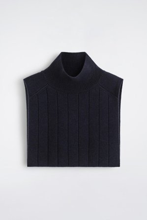 COS Men's Gilet Con Collo A Imbuto In Maglia Di Lana E Yak in Blu