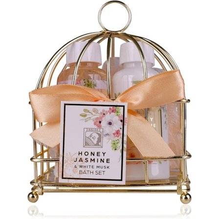 Duschset damgåva HONEY JASMINE i en vacker tråd korg