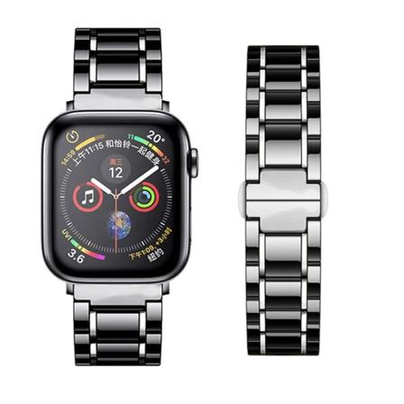Keramiskt metallband för Apple Watch Ultra 49mm 8 7 45mm 41mm Ersättningsarmband Armband för iwatch 6 5 4 3 SE 44mm 42mm 40mm Black silver iWatch 