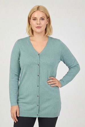 CISO - Langærmet Cardigan - Turkis Melange - Lommer