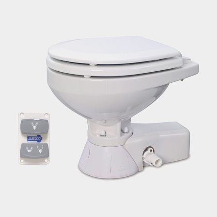 Eltoilet båd Jabsco Quiet Flush Compact, 24 V, lille skål, til søvandsfyldning + pumpe