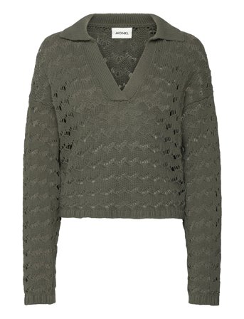 Monki Loose Open-Knit Sweater - Green - S