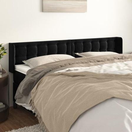 Vidaxl Huvudgavel Med Kanter Svart 203x16x78/88 Cm Sammet Svart