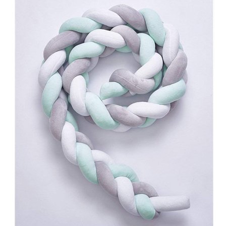 2m Baby Crib Bumper Snake Cushion Braided Bumper Velvet Crib Bed Bumper Knotted Braided Plush Nursery for Newborns Sleep Bed, Multi-color