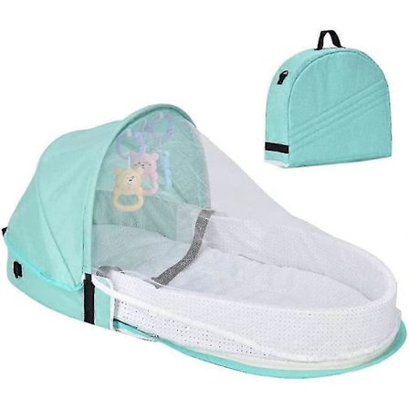 Supyini Baby Resesäng med Myggnät och Markis Bärbar Baby Resesäng Skötväska Vikbar Baby Resesäng med Myggnät Mysig Baby Resesäng