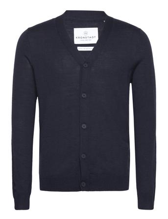 Johannes Merino Cardigan Strikkegenser Cardigan Marineblå Kronstadt*Betinget Tilbud