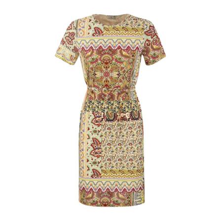 Etro, Dress with patchwork print Beżowy, Kobieta, Rozmiar: XS