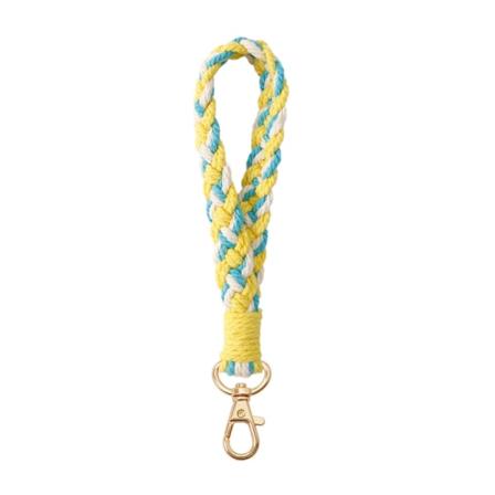Farverig Flettet Nylon Nøglering Metal Nøglering Håndtasker Holder Makrames Nøglebånd Kort nøgle Vedhæng Pige Gave