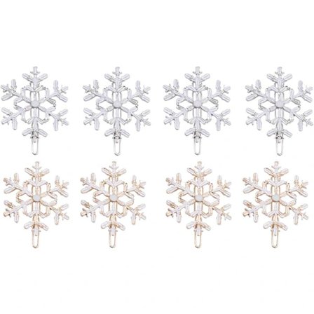 8 stk. Julehårspenner Snøfnugg Hårnåler Julehårklemme Hårtilbehør Gave Hårdekorasjon Hodeplagg Stylingverktøy