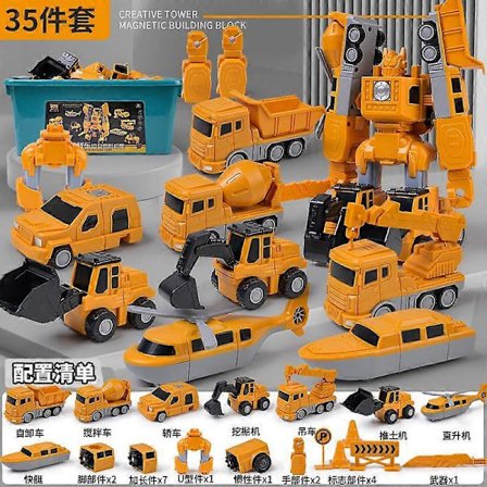 Magnetiska Transformera Engineering Bil Sammansatta Leksaker