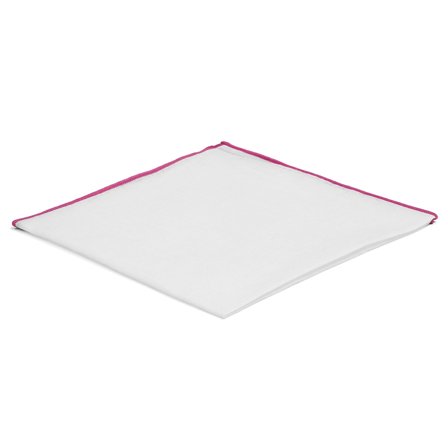 Biała poszetka z różowymi krawędziami dla mężczyzn - Jednokolorowe poszetki