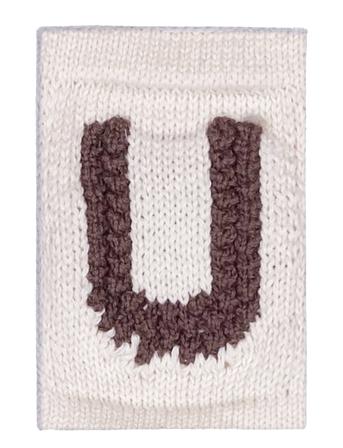 Knitted Letter U, Nature Smallstuff Cream