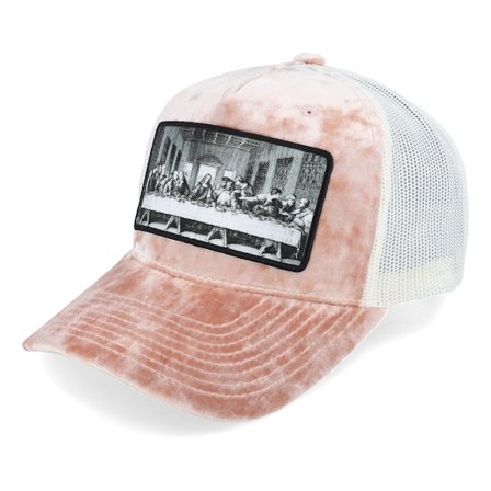 Public Domain - Rose trucker Casquette - "Last Supper Peach/Ivory Velvet Trucker " @ Hatstore