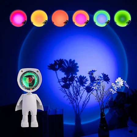 Led Spaceman Sunset Lamp - Astronaut Sunset Lamp Rainbow Projection Night Light Med 360 Rotation, Nätverksmodern Laddningsbar Golvlampa Med Usb (1,5