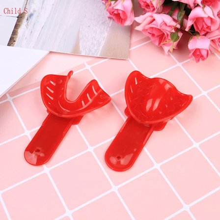 2 st Färg Plast Autoklaverbar Vuxen och Barn Tandavtryckssked för Dental Alginatavtryck Högkvalitativt Material