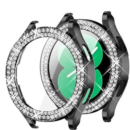 Bling Diamant Skal för Samsung Galaxy Watch 7 6 5 4 PC Skyddsskal 40mm 44mm Skärmskydd stötfångare Transparent Fodral