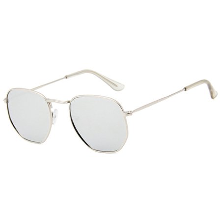 Runde solbriller Metal Silver Mirror Glass