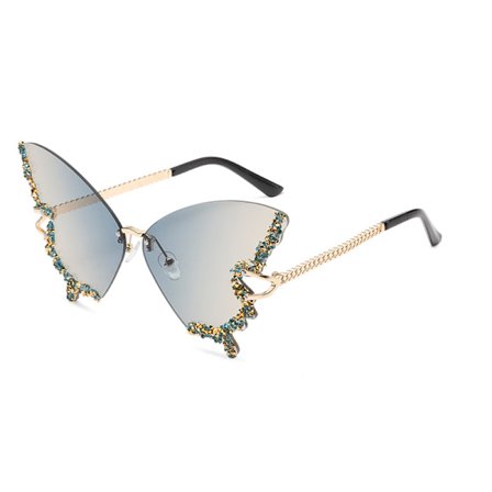 2024 nya gränsöverskridande stora ram diamant fjäril solglasögon retro glasögon damer high-end solglasögon anti-ultraviolett