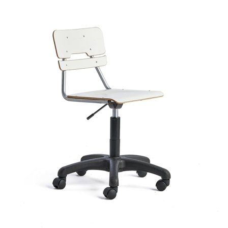 Stol LEGERE höj- och sänkbar, liten sits, hjul, 430-550 mm, vit