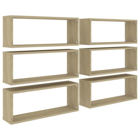 Vidaxl Vägghyllor 6 St Sonoma-ek 60x15x23 Cm Konstruerat Trä Brun