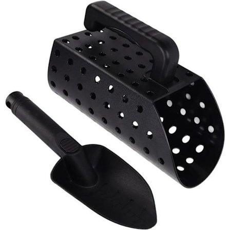 Metalldetektor Spade ABS Effektiv Lettvektig Multifunksjonell Sandsilingsskuffe Verktøy med Runde Hull for Voksne + Sil + Spadedeksel