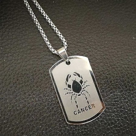 Skorpionen 12 Konstellationer Halsband Födelsedagspresenter Guld Färg Rostfritt Stål Amulett Hänge Zodiak Tecken Smycken Collier(Cancer7,90cm)