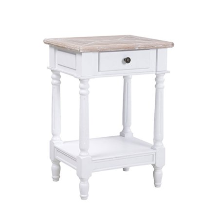 Hvidt trænatbord med naturfiner, 46x37x67 cm