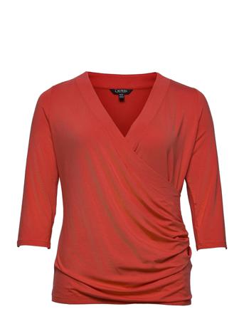 Wrap-Style Jersey Top Orange Lauren Women
