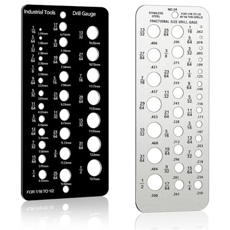 Bor Gauge Fraktionel Borstørrelses Gauge, 29 Hul Metrisk Størrelse Bor Gauge til 1/16 til 1/2 Tommer Bor