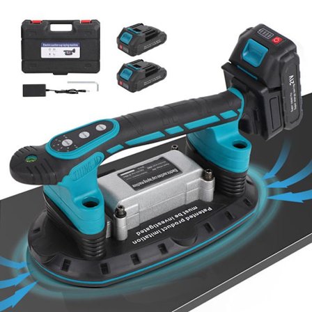 Vibraattori Laatoille 24000 RPM - 30-225 mm - 250 kg - Imukuppi - 6 Säädettävää Nopeutta - Laattahäivyttäjä, 2 Akun kanssa