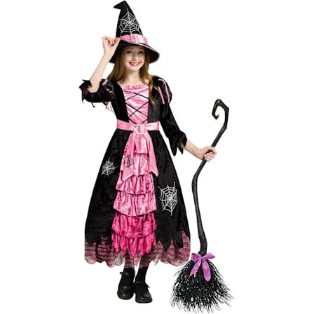 Saga Häxa Søt Hexe Kostyme Deluxe Sett med Hatt for Jenter Large(10-12 yrs) Rosa Rosa